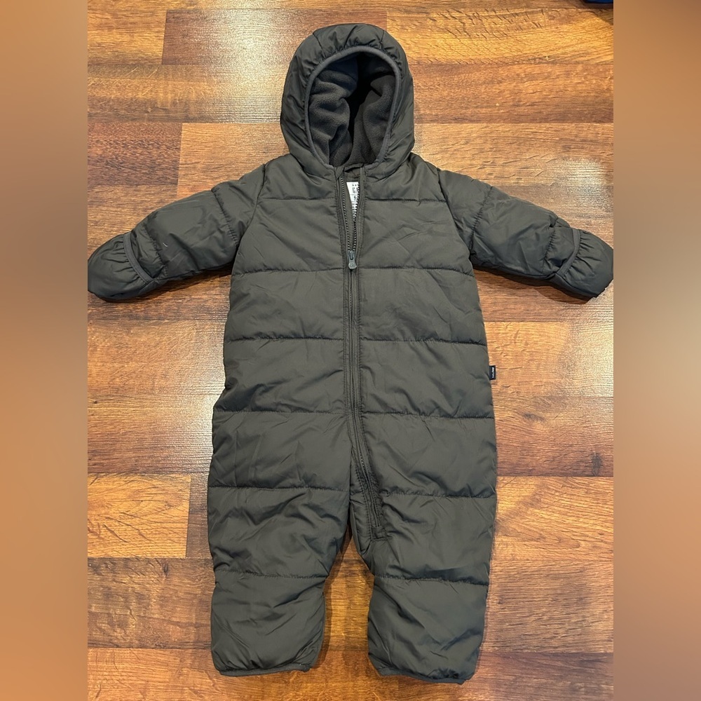 Gap Baby ColdControl Max Puffer One-Piece Snowsuit Gray 6-12 Months Fleece Lined